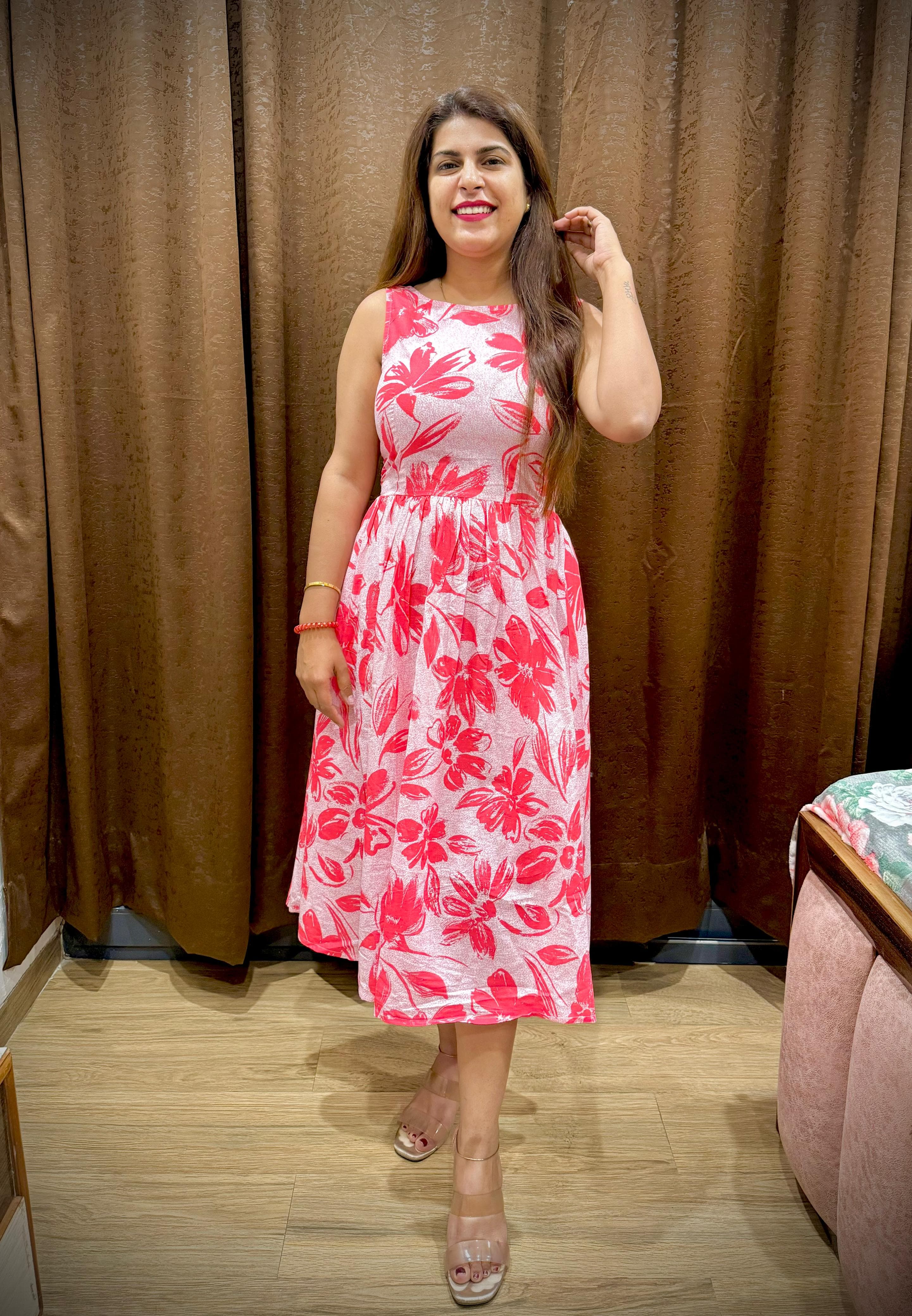 Pink floral dress thumbnail 2